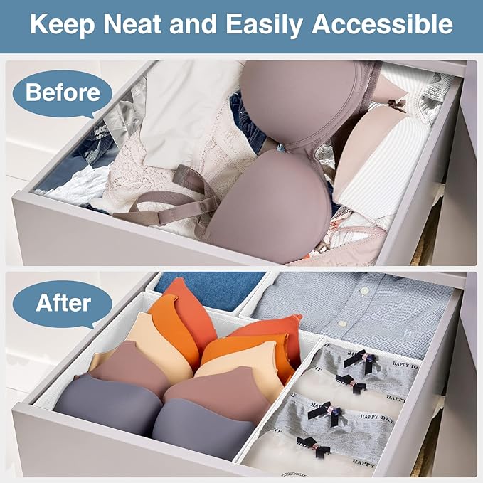 Criusia Drawer Organizer Clothes, 8 Pack Underwear Drawer Organizer, Foldable Closet Organizers and Storage Dresser Drawer Di