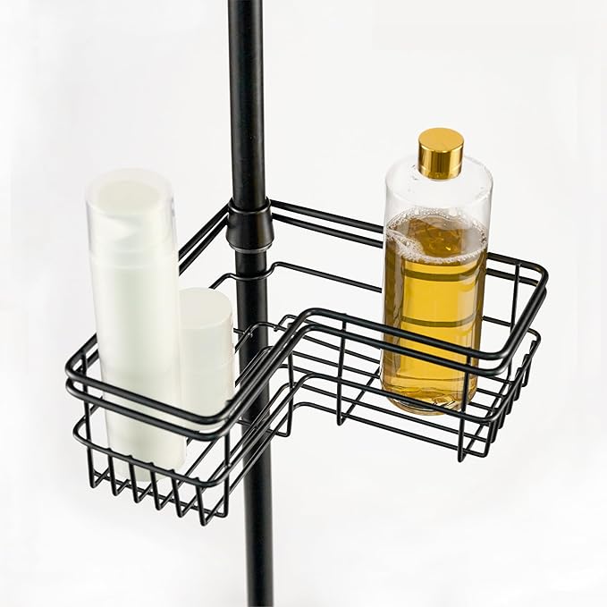 Utopia Alley Rust-Resistant Shower Tension Pole Caddy, 4 Shelves (Matt Black)