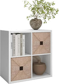 CTESNE【2026 Wooden Thick Frame 4 Cube Storage Organizer Shelf with Anti-Tipping Kits + Reversible Open Back Bookcase, Horizon