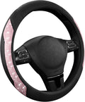 PIC AUTO Steering Wheel Cover, Pink Sparkly Crystal Bling Glitter with Leather, Universal Fit 14.5"-15.5" Car Steering Wheels
