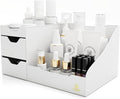 Uncluttered Designs Large Makeup Organizer for Vanity - Countertop Desk With Drawers for Cosmetic, Beauty, Hair, Nail, Perfum