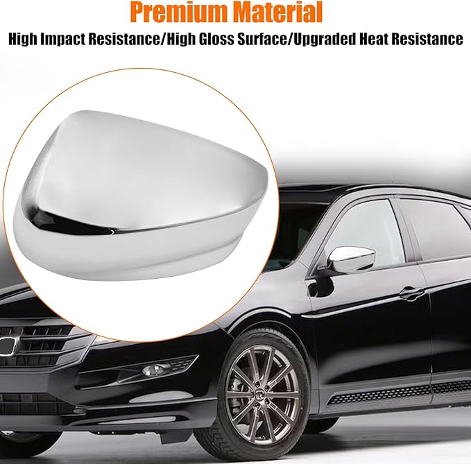 Yumzeco Compatible with Honda Accord Side Mirror Cover Trim 8th Gen 2008 2009 2010 2011 2012, Chrome Door Rearview Mirror Caps Replacement for Honda Accord W/O Light Hole - Left Driver Side