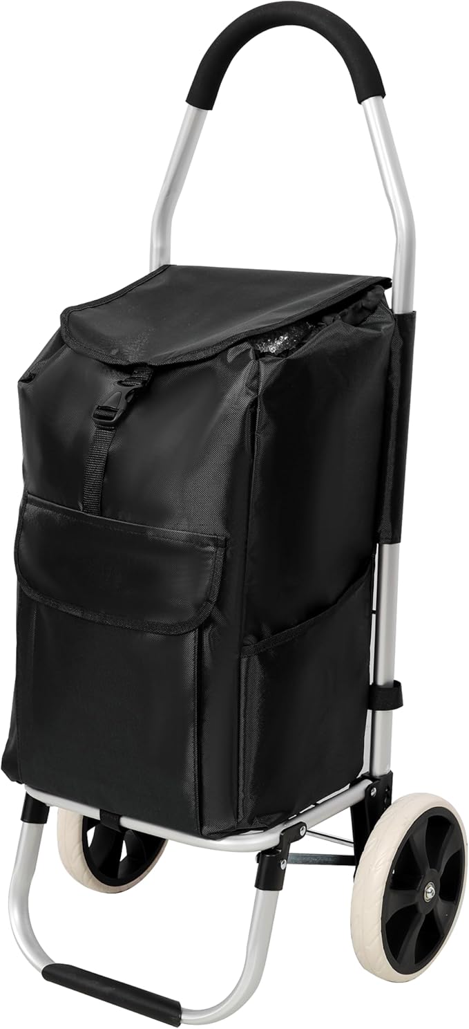 【LuckyNote】 Shopping Trolley with Wheels,Trolley Black Foldable Shopping Cart,Removable Shopping Oxford Waterproof Bag (Black)