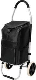 【LuckyNote】 Shopping Trolley with Wheels,Trolley Black Foldable Shopping Cart,Removable Shopping Oxford Waterproof Bag (Black)