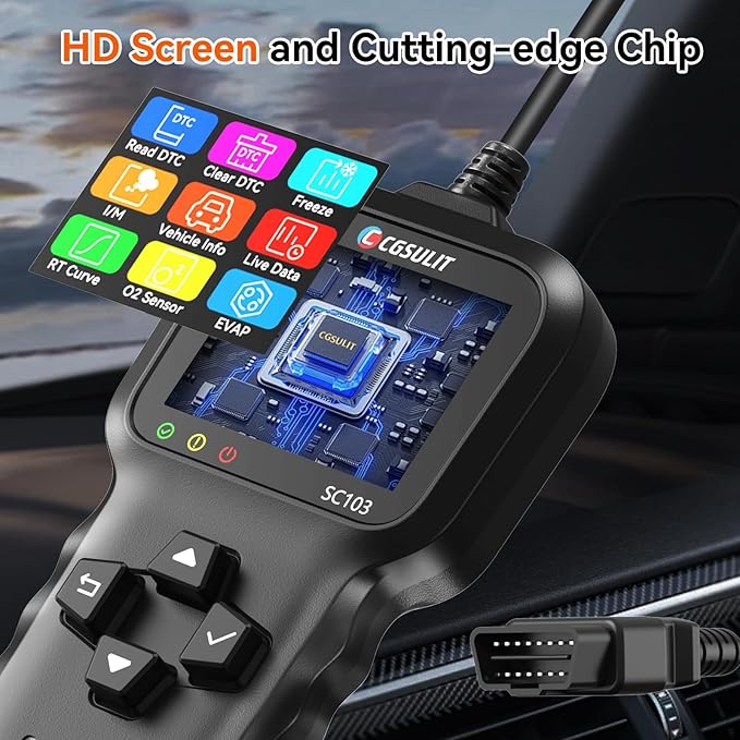OBD2 Scanner, CGSULIT SC103 Car Code Reader Diagnose Check Engine Light Smog Check DTCs Scan Tool Live Data Stream Voltage Test