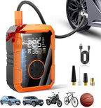 Portable Air Pump for Car Tires, 150 PSI Tire Inflator Cordless with LED Light, Auto Shut-off Air Compressor Bike Tire Pumps with Pressure Gauge for Car Bicycle Motorcycle Ball, Gifts for Men & Women