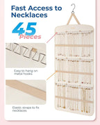BAGSMART Hanging Jewelry Organizer, Necklace Holder Anti-tangle Earrings Rings Hanger with Pockets Hang on Closet, Wall, Door