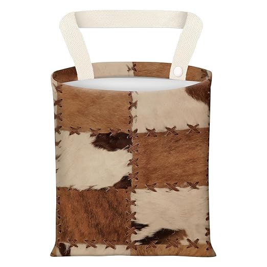 Car Garbage Can, Seat Back Hanging Cute Car Trash Can Bag, Car Organizer and Storage Bag for Travelling, Outdoor Retro Brown Cow Pattern