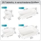 Vtopmart 25 PCS Plastic Drawer Organizers Set, 4-Size Versatile Bathroom and Vanity Drawer Organizer Trays, Storage Bins for 