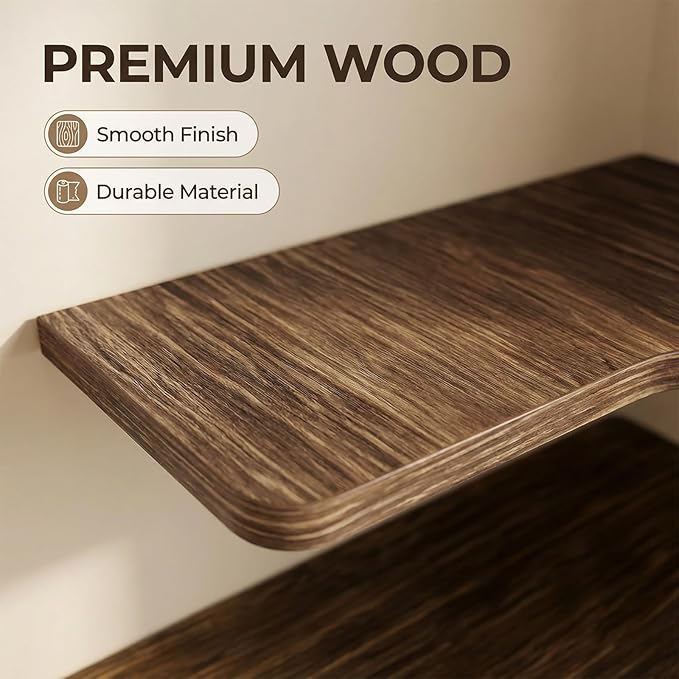 Corner Floating Shelves Wall Mounted Set of 5, Rustic Wood Corner Shelves for Bedroom Living Room Bathroom Kitchen Storage an