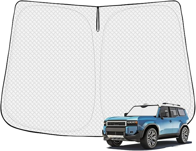 Windshield Sun Shade for 2024-2025 2026 Toyota Land Cruiser Accessories Thicken 6-Layer Front Window Sunshade Cover Sun Visor Protector Foldable Block UV Rays Keep Vehicle Cool