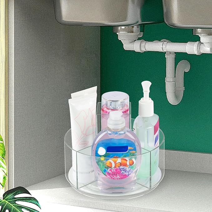 360° Rotating Makeup Organizer Clear Lazy Susan Organizer for Vanity, Cosmetic Display Cases for Bathroom Countertop, Makeup 