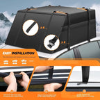 DNA Motoring Car Rooftop Waterproof Bag, 17 Cubic Feet Waterproof Car Roof Luggage Bag, Heavy Duty Car Roof Cargo Carrier Bag, Car Roof Bag, w/ 8 Reinforced Straps, TOOLS-00423
