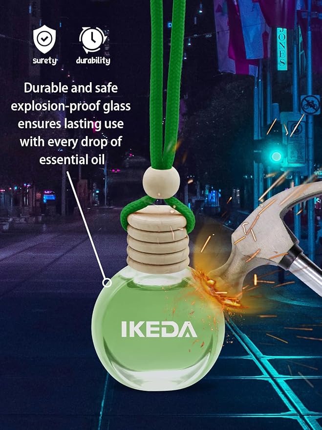 Ikeda Car Air Freshener: Hanging Car Smell Air Freshener | 10ml Hanging Car Perfume | Long Lasting Fragrance | Strong Scents 