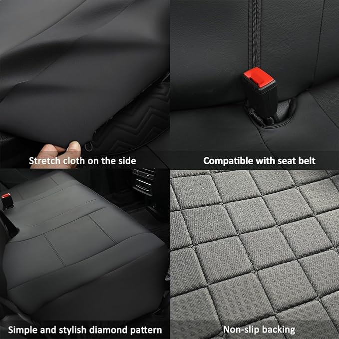 GIANT PANDA Rear Seat Covers for Subaru Outback Forester Crosstrek Legacy Impreza, 60/40 Split Back Seat Protector,Faux Leath