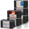 Large Storage Bags, 6 Pack Clothes Storage Bins Foldable Closet Organizers Storage Containers with Durable Handles Thick Fabr