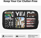 250th Anniversary of US Visor Storage Bag Car Visor Pocket Wallet Pouch with Multi-Pocket Vehicle Sunshade Storage Bag with Zipper for SUV Truck Van