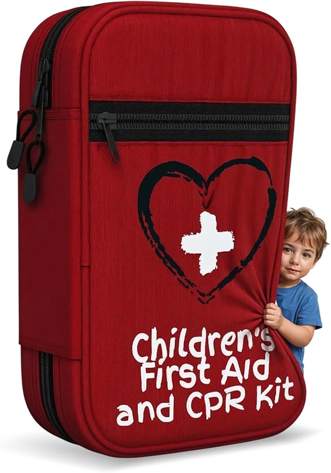 Small, First Aid and CPR Kit for children, toddler, and kids. Large Variety of Bandages to fit your childs injuries. Perfect 