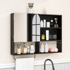 Medicine Cabinet, Wooden Bathroom Wall Cabinet with 2 Doors, Adjustable Shelves & Towel Bar, Over Toilet Storage Cabinet Wall