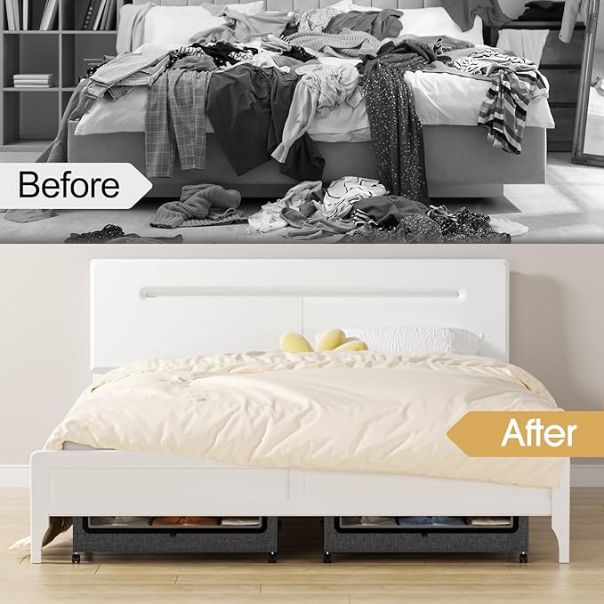 Yecaye Under Bed Storage with Wheels, 2 Pack Under the Bed Storage Containers with Lids & Label, XXL 60L Rolling Underbed Sto