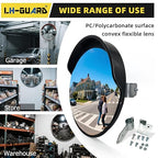 Convex Mirror for Pole - 18" Corner Mirrors for Garage, Warehouse, Blind Spot, Large Security Mirror for Driveway with Flexible PC Lens (18 Inch, Black)