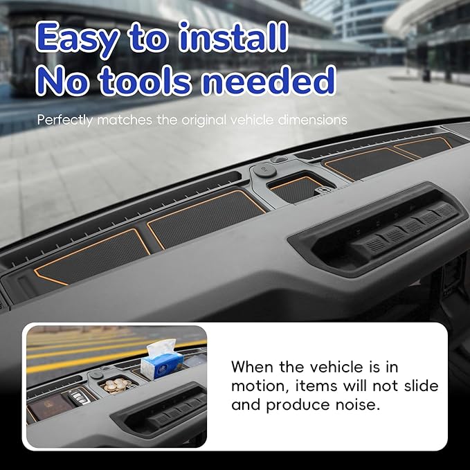 Auovo Dash Cover Tray Compatible with Ford Bronco Accessories 2024 2025 2026 Anti-Slip Silicone Car Dashboard Compartments Ma