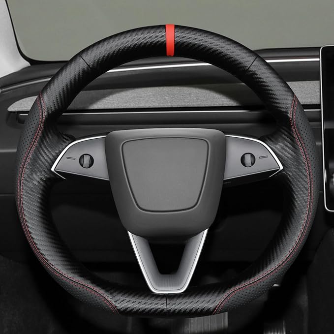 MEWANT DIY Stitching Steering Wheel Cover Wrap for Tesla Model 3 Highland 2023-2025/Model Y 2025 Highland for Tesla Model 3/Model Y Accessories(3D Style)