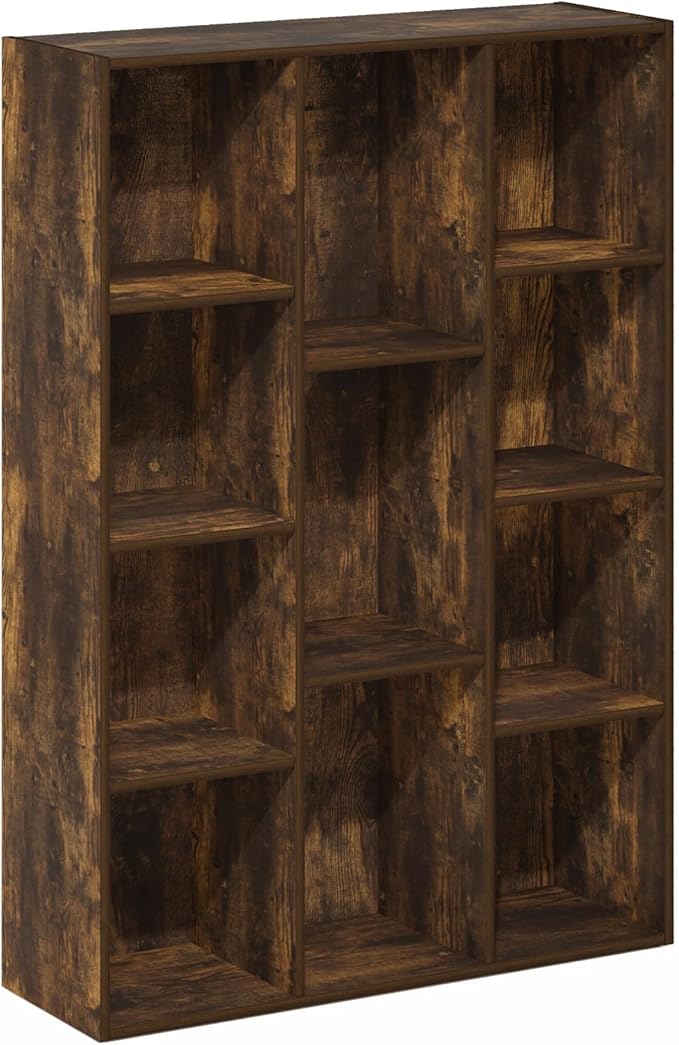 Furinno LUDER Book Shelf, 11-Cube Bookshelf, Reversible Bookcase, 9.4 x 29.1 x 41.7, Easy Assembly, for Living Room, Bedroom,