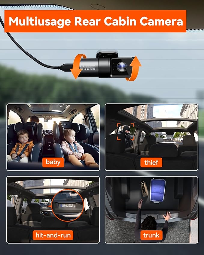 Vantrue N5 4 Channel WiFi 360° All Sides Dash Cam, STARVIS 2, IR Night Vision, 2.7K+1080P*3 Front Rear Inside Dashcam, Voice 