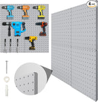 Peg Board, 4 Pack Metal Pegboard Panels Grey Pegboards Wall Organizer with Bent Frame Large Heavy Duty Peg Board for Walls Ho