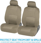 BDK OS-309-AB Tan Trim Black Car Seat Covers Full 9 Piece Set, Sleek & Stylish, Split Option Bench 5 Headrests Front & Rear B