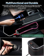Shademax LED Car Seat Gap Filler Organizer Console Side Storage Box Between Seats with Cup Holders RGB Color Changing Storage Front Seat Gap Filler with USB Charging Car Interior Accessories (2 Pack)