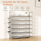 LANTEFUL 6 Tier Shoe Rack Storage for 24-30 Pairs Shoe and Boot, Shoe Organizer with Hook and Side Pocket Free Standing Long 