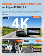 Vantrue N4 Pro S 4K 3 Channel Dash Cam w/Triple STARVIS 2, 4K+1080P+2.5K Front Inside Rear Dash Camera, 4+2.5K Dual Channel, 