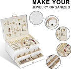 Jewelry Box, 3-Layer Jewelry Boxes for Women, Stud Earings Holder Jewelry Organizers and Storage with Removable Jewelry Tray,