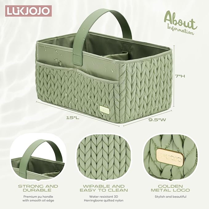 Luxurious Baby Diaper Caddy, Nursery Storage Basket for Newborn Essentials, Travel Baby Basket for Diapers Baby Wipes, Organi