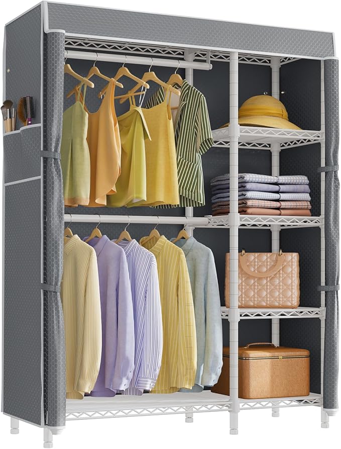VIPEK V7C Garment Racks with Cover Portable Closets for Hanging Clothes, Heavy Duty Clothes Rack with Shelves Metal Closet Wa