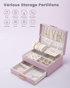 Lolalet 2-Layer Jewelry Box Organizer for Women Girls, Jewelry Storage Case Holder with Drawers for Necklaces Ring Earrings B