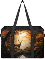 Reusable Grocery Bags Heavy Duty Shopping Bags Foldable Large Tote Bags with Long Handles & Hard Bottom