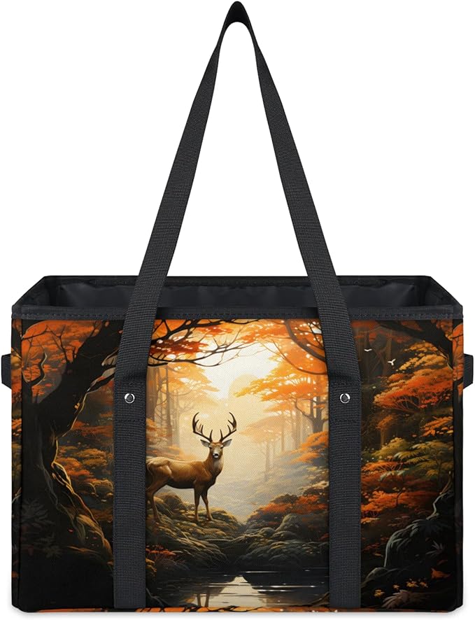 Reusable Grocery Bags Heavy Duty Shopping Bags Foldable Large Tote Bags with Long Handles & Hard Bottom