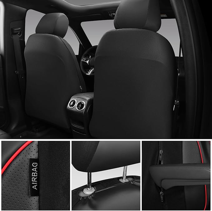 CAR PASS 3D Foam PU Leather Car Seat Covers, Universal Seat Covers Front 2 for Trucks SUV Sedan Automotive Seat Covers Armres