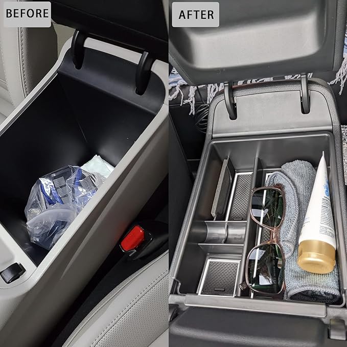 Center Console Organizer Compatible with 2022-2024 Hyundai Tucson & Santa Cruz 2022-2025 Interior Accessories Armrest Storage Box Insert Tray (Not for 2025 Limited/Hybrid/Plug-in Hybrid) White