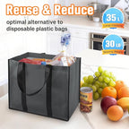 WISELIFE Reusable Grocery Bags with Handles - 8 Pack, 35L Large Shopping Bags for Groceries, Water-Resistant & Foldable Grocery Totes for Lasting Use for Kitchen, Market, Car Trunk, Picnic (Gray)