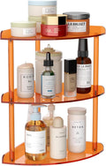 Sezanrpt 3 Tier Acrylic Corner Shelf Organizer Storage 9.5x9.5x15.7 Inch, Orange Countertop Corner Shelf for Bathroom, Kitche