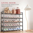 Bumusty 5-Tier Expandable Shoe Rack for Closet, 18“-33” Adjustable Shoe Rack for Small Space, Small Shoe Organizer for Front 