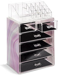 Sorbus Acrylic Makeup Organizer Set, 6-Drawer Vanity & Countertop Cosmetic Storage with Small & Wide Compartments, Tie Dye Ma