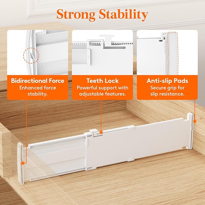 Lifewit 4" Tall 9 Pack Drawer Dividers, 35-56.5cm/13.8-22.2" Expandable Drawer Divider for Clothes, Adjustable Dresser Drawer