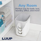 STORi Luup Trash Can (White) - Reuse Grocery Bags - Plastic Garbage Container for Bathroom, Vanity, Laundry Room, Kitchen, Office, Garage - 2.5 Gallon Wastebasket with Hooks to Secure Trash Bags