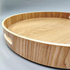 16" Large Lazy Susan Turntable with Handles – Wooden Rotating Tray with Raised Rim – Rustic Farmhouse Kitchen Island & Table 