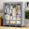 ALSO GO Portable Closet, Storage Organizer Wardrobe with Non-Woven Fabric Cover, with 3 Hanging Rods, 6 Storage Shelves and S